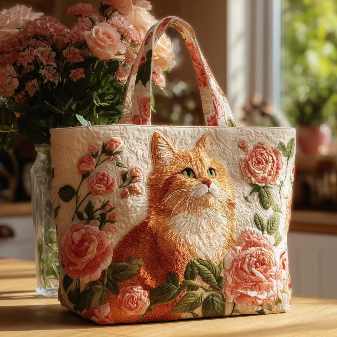 HANDGJORD VÄSKA – DEN BRUNA KATTEN OCH ROSORNA