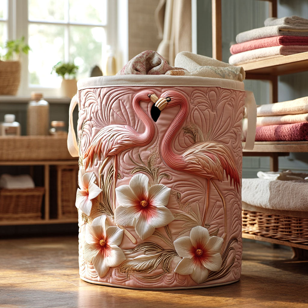 Handgjord Tvättkorg - Blommig Flamingo