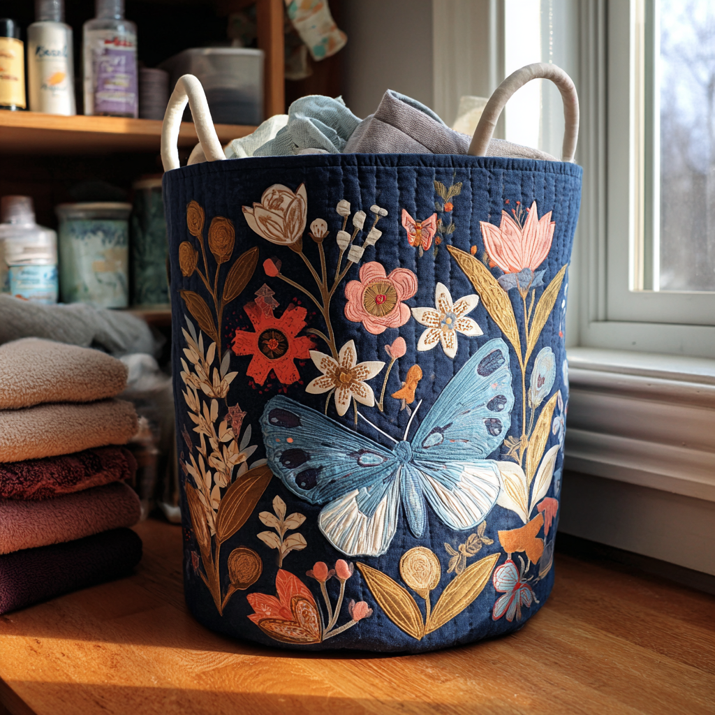 Handgjord Tvättkorg - Blomsterflykt