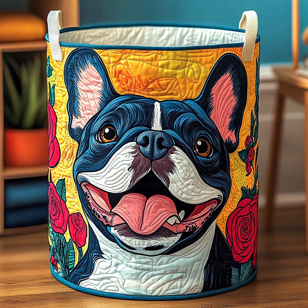 Handgjord Tvättkorg - Blommig Leende av Fransk Bulldog