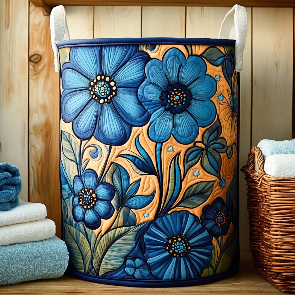 Handgjord Tvättkorg - Harmoni Indigo Blomma