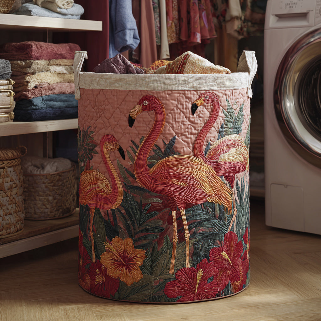 Handgjord Tvättkorg - Flamingos i Solen