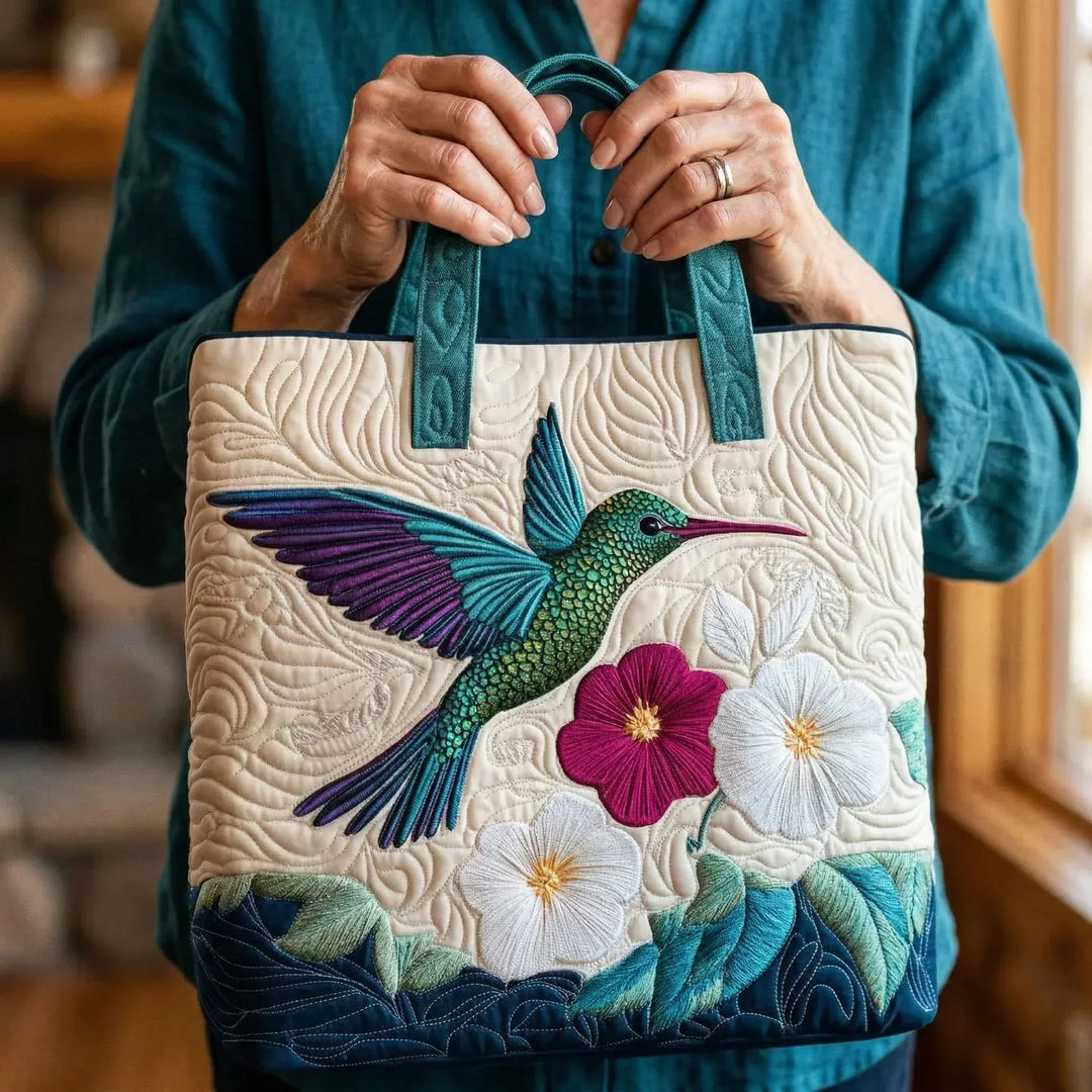 HANDGJORD VÄSKA – KOLIBRI OCH BLOMMOR