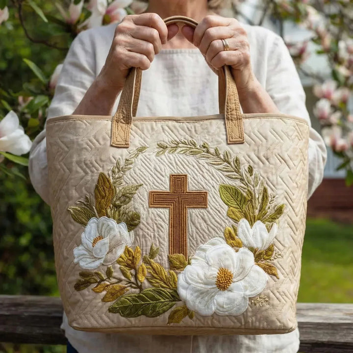 HANDGJORD VÄSKA – BLOMMOR OCH TRO