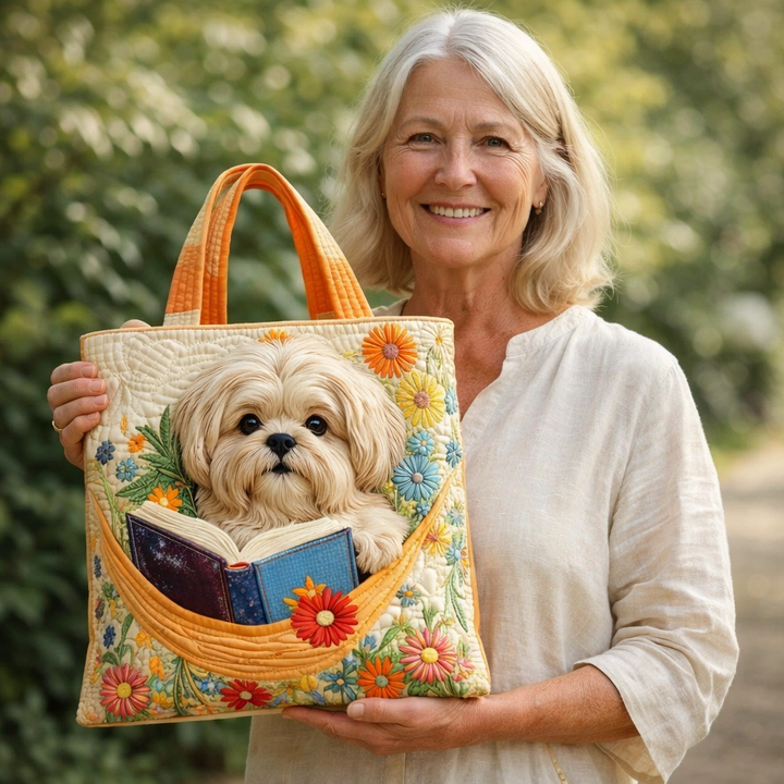 HANDGJORD VÄSKA - SHIH TZU OCH BÖCKER